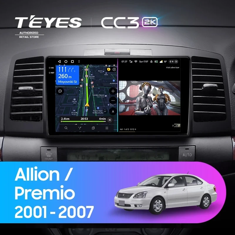 Штатная магнитола Teyes CC3 2K 360 6/128 Toyota Allion (2001-2007)