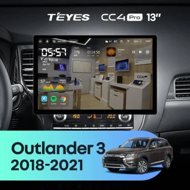Штатная магнитола Teyes CC4 Pro 8/128 Mitsubishi Outlander 3 (2018-2021) (13")