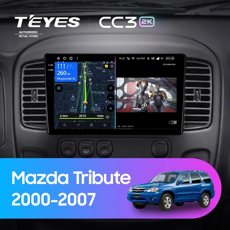 Штатная магнитола Teyes CC3 2K 4/32 Mazda Tribute (2000-2007)