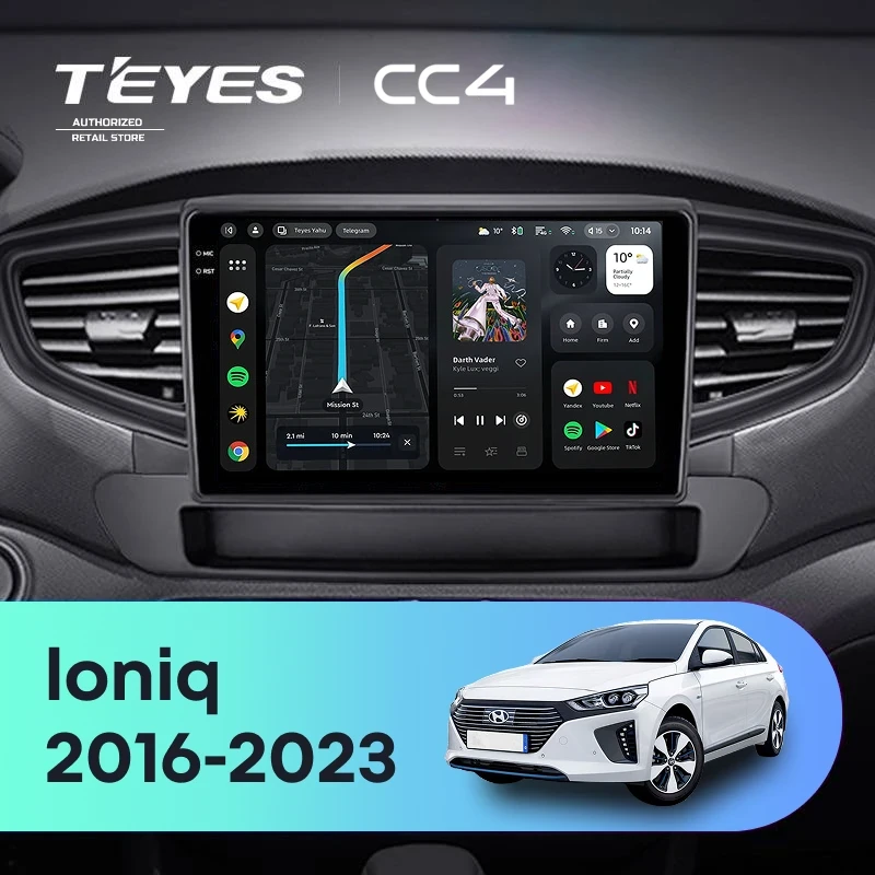Штатная магнитола Teyes CC4 6/64 Hyundai Ioniq AE (2016-2023) Тип-A