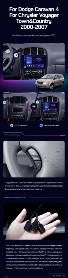 Штатная магнитола Teyes CC3 4/32 Dodge Caravan 4 (2000-2007) Тип-B