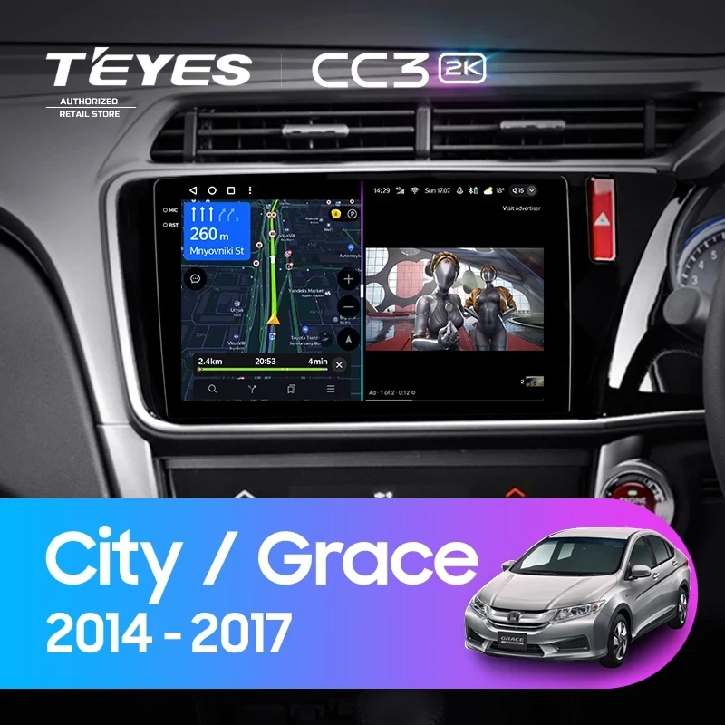 Штатная магнитола Teyes CC3 2K 4/64 Honda City (2014-2017) Тип-A Правый руль