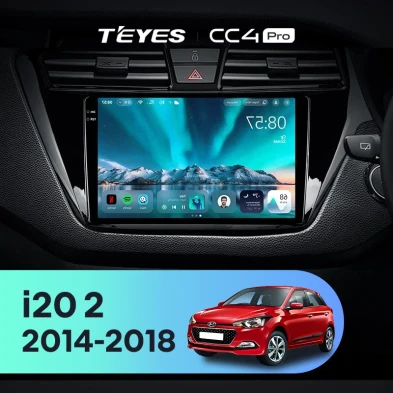 Штатная магнитола Teyes CC4 Pro 8/128 Hyundai i20 2 GB (2014-2018) Правый руль