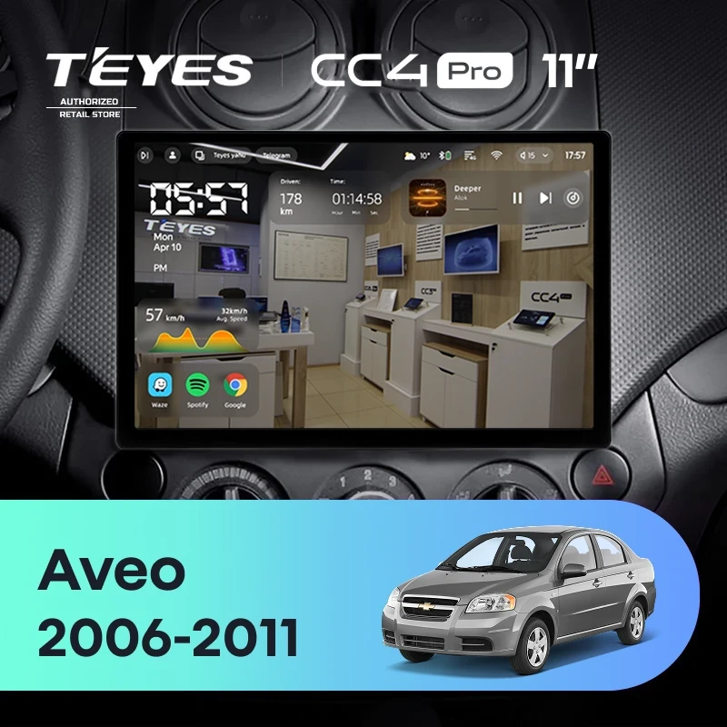 Штатная магнитола Teyes CC4 Pro 8/128 Chevrolet Aveo (2006-2011) (11")