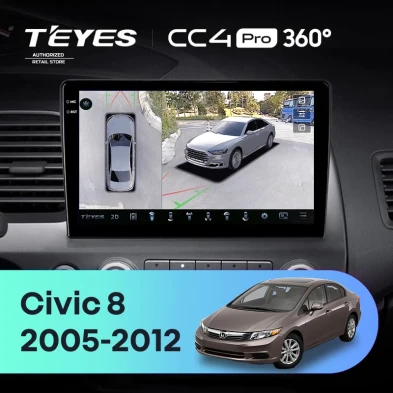 Штатная магнитола Teyes CC4 Pro 360 12/256 Honda Civic 8 FK FN FD (2005-2012)