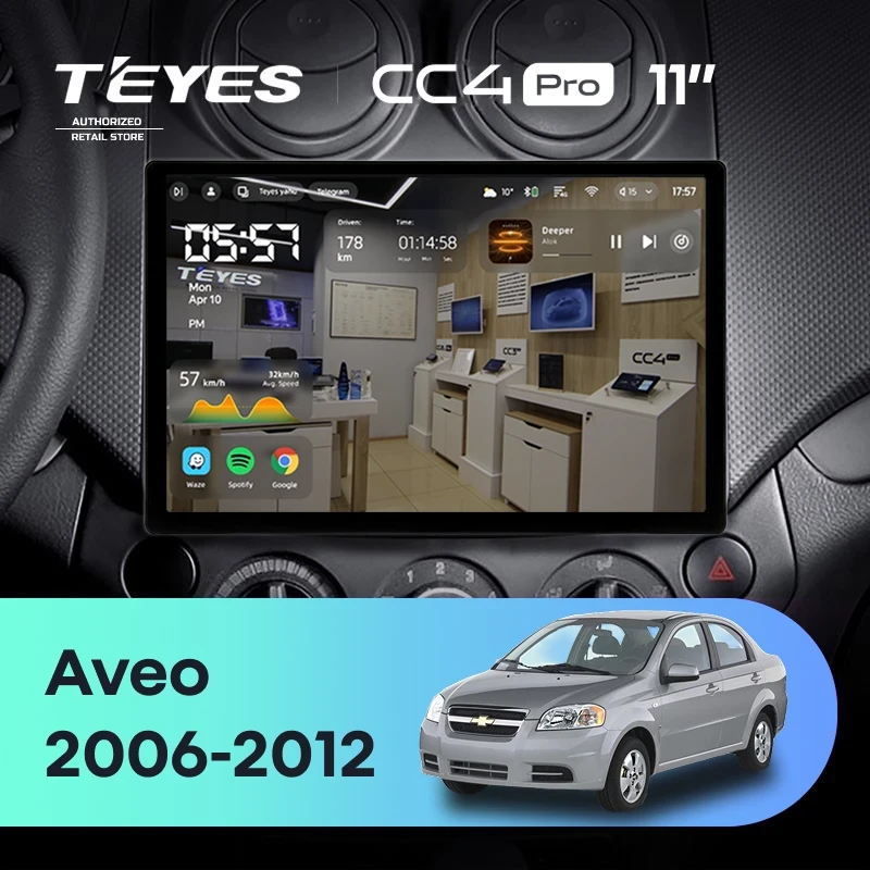 Штатная магнитола Teyes CC4 Pro 8/128 Chevrolet Aveo T250 (2006-2012) (11")