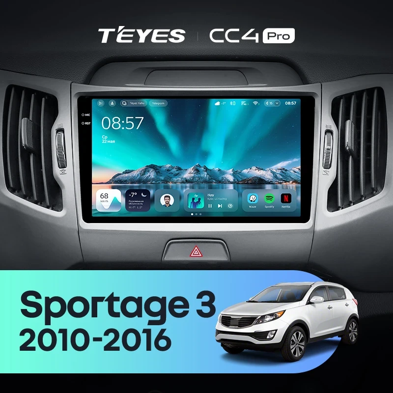 Штатная магнитола Teyes CC4 Pro 8/128 Kia Sportage 3 SL (2010-2016) Тип-A