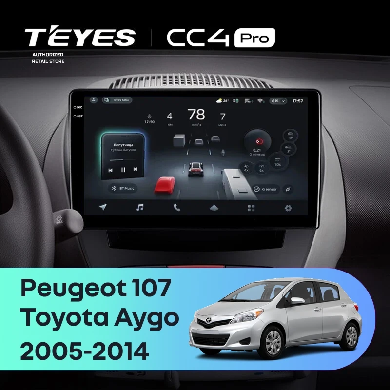 Штатная магнитола Teyes CC4 Pro 12/256 Peugeot 107 (2005-2014)