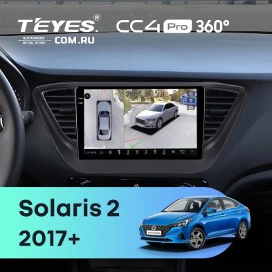 Штатная магнитола Teyes CC4 Pro 360 8/128 Hyundai Solaris 2 (2017-2020) F2 (черный матовый) Тип-B