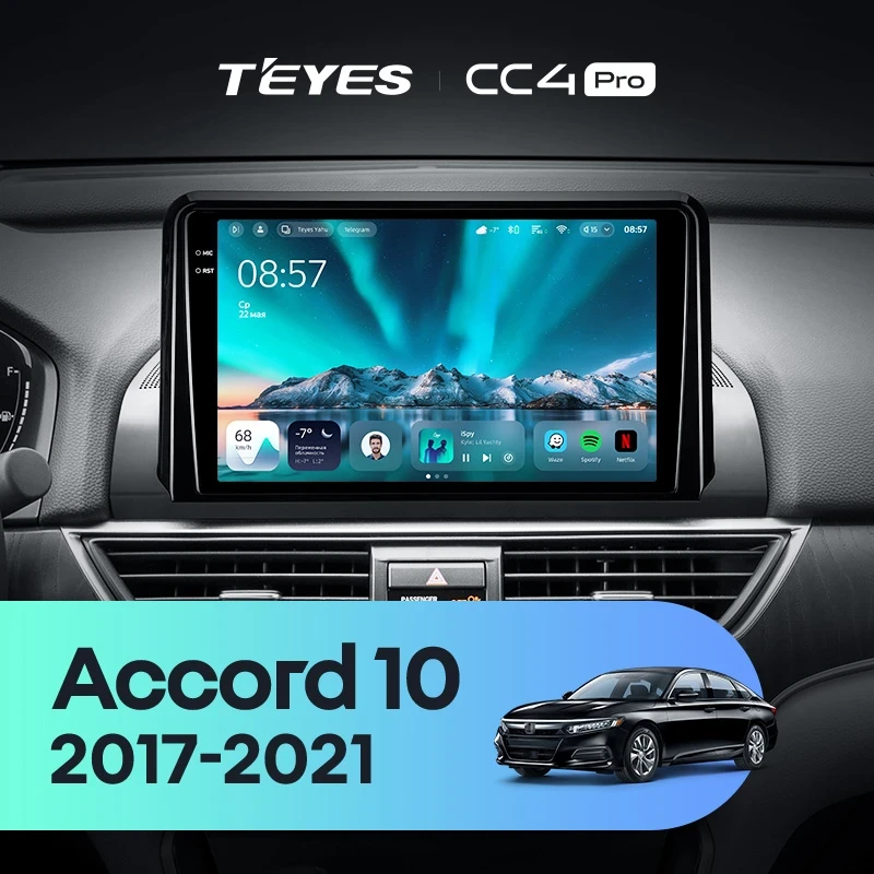Штатная магнитола Teyes CC4 Pro 8/128 Honda Accord 10 CV (2017-2021) Тип-B