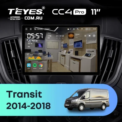 Штатная магнитола Teyes CC4 Pro 12/256 Ford Transit Van L3H2 (2014-2018) (11")