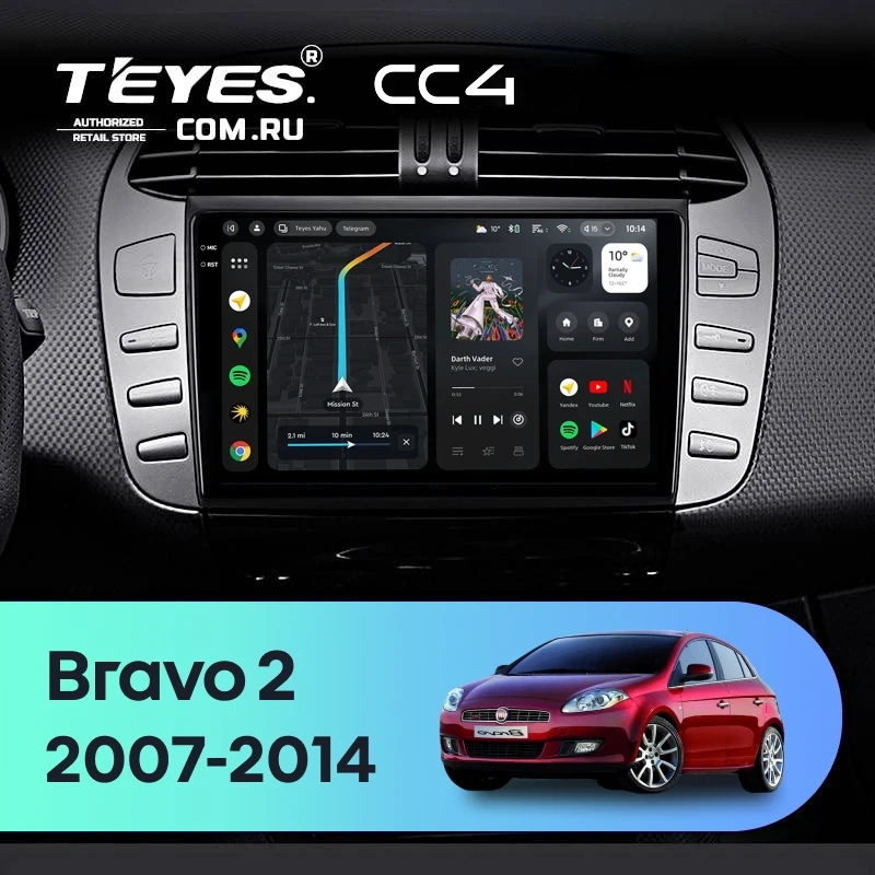 Штатная магнитола Teyes CC4 6/64 Fiat Bravo 198 (2007-2014)