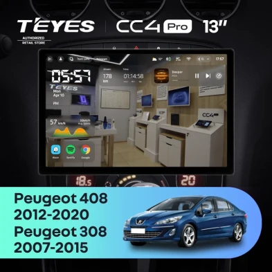 Штатная магнитола Teyes CC4 Pro 8/128 Peugeot 308 (2007-2015) (13")