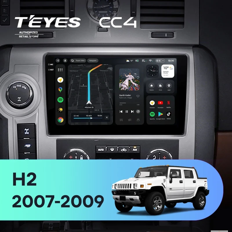 Штатная магнитола Teyes CC4 6/64 Hummer H2 E85 (2007-2009) F1
