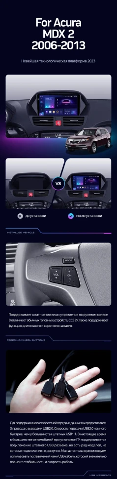 Штатная магнитола Teyes CC3 2K 6/128 Acura MDX YD2 (2006-2013)