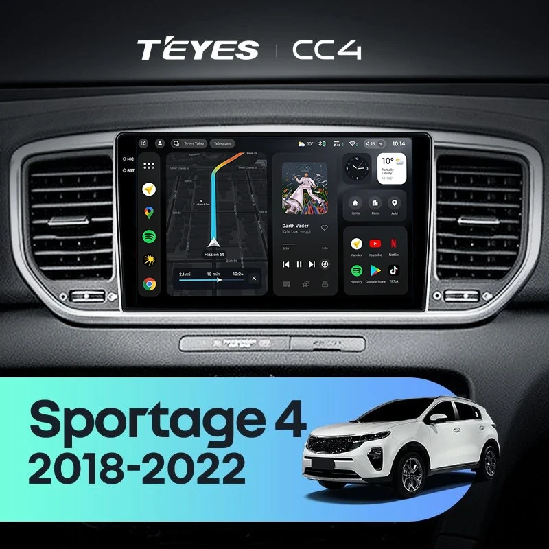Штатная магнитола Teyes CC4 6/64 Kia Sportage 4 QL (2018-2022) Тип-A