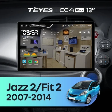 Штатная магнитола Teyes CC4 Pro 12/256 Honda Fit GE GP GE (2007-2014) Правый руль (13")