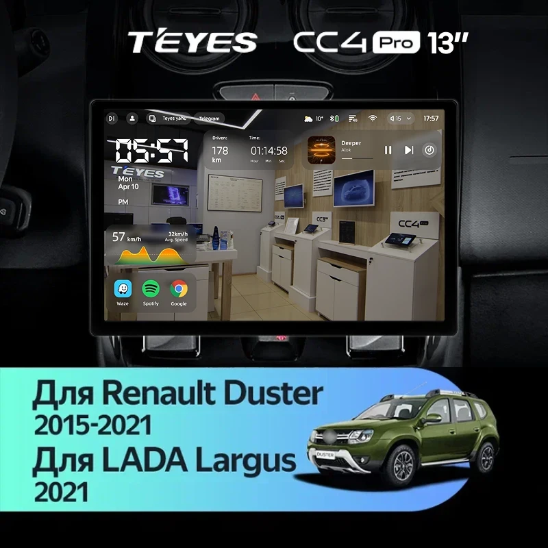 Штатная магнитола Teyes CC4 Pro 8/128 Lada Largus 2021+ F1 (13")
