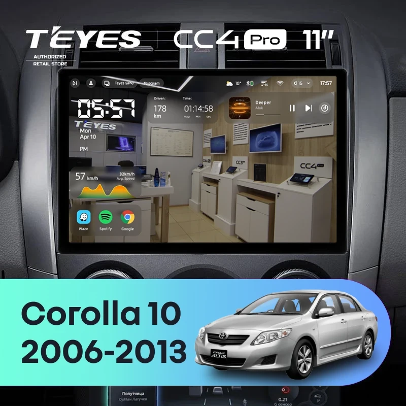 Штатная магнитола Teyes CC4 Pro 12/256 Toyota Corolla 10 E140 E150 (2006-2013) Тип-A (11")