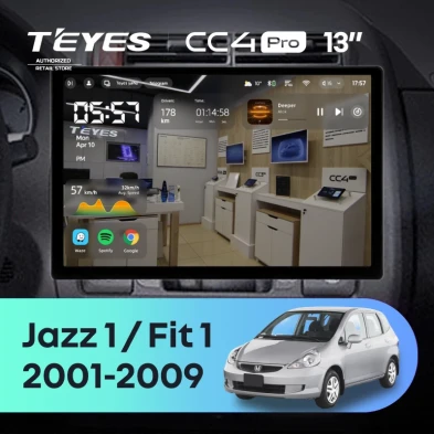 Штатная магнитола Teyes CC4 Pro 8/128 Honda Fit 1 (2001-2009) (13")
