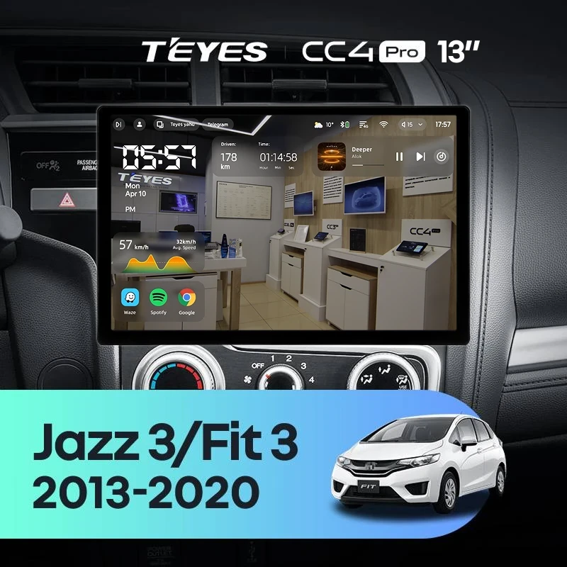 Штатная магнитола Teyes CC4 Pro 12/256 Honda Jazz 3 (2015-2020) Тип-B (13")