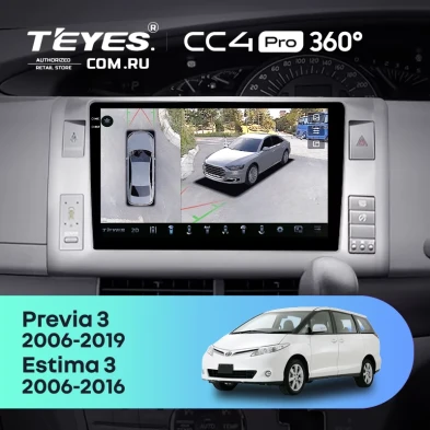 Штатная магнитола Teyes CC4 Pro 360 8/128 Toyota Previa XR50 3 (2006-2019) Правый руль