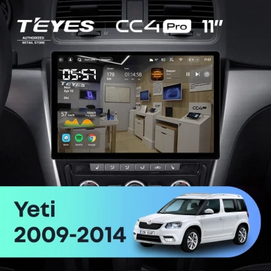 Штатная магнитола Teyes CC4 Pro 8/128 Skoda Yeti 5L (2009-2014) (11") (10 inch Universal)