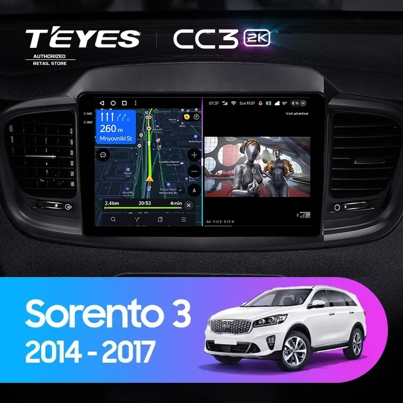 Штатная магнитола Teyes CC3 2K 6/128 Kia Sorento 3 Prime (2014-2017) Тип-A