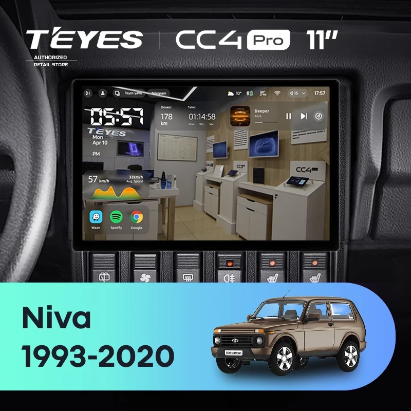 Штатная магнитола Teyes CC4 Pro 8/128 Lada Niva (1993-2020) (11")