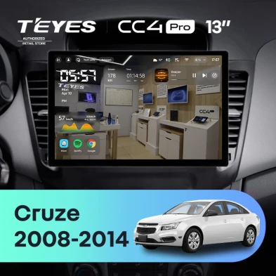 Штатная магнитола Teyes CC4 Pro 12/256 Chevrolet Cruze J300 (2008-2014) (13")