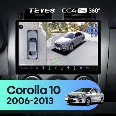 Штатная магнитола Teyes CC4 Pro 360 8/128 Toyota Corolla 10 E140 E150 (2006-2013) Тип-B (13")