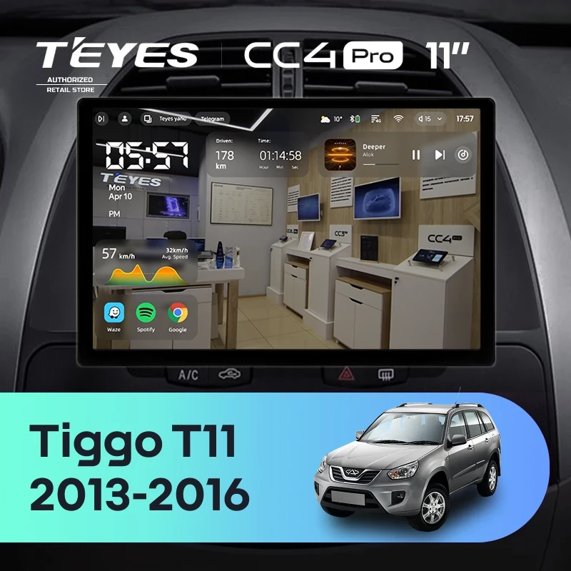 Штатная магнитола Teyes CC4 Pro 12/256 Chery Tiggo T11 FL (2013-2016) (11")