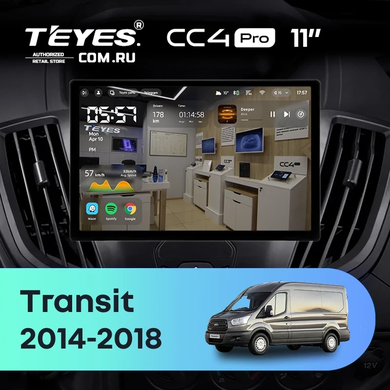 Штатная магнитола Teyes CC4 Pro 8/128 Ford Transit Van L3H2 (2014-2018) (11")